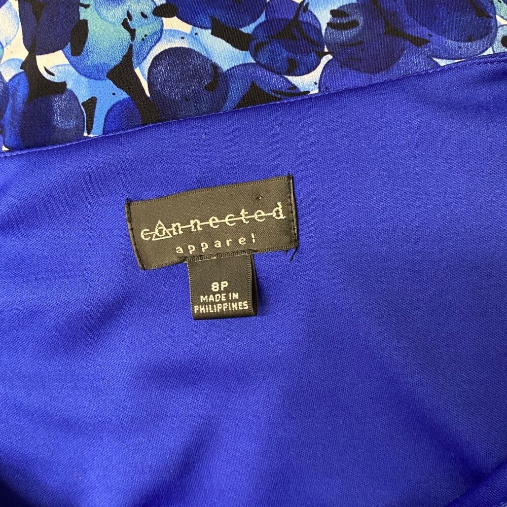 Connected Apparel Womens Blue Abstract Print Dress With Gathered Waist 8P - Picture 6 of 6